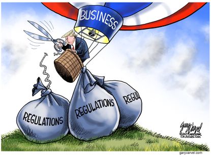 Political Cartoon U.S. Donald Trump business regulations