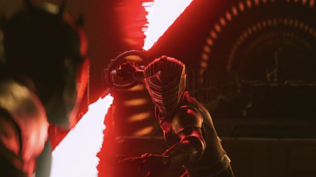 The Inquistor Marrok spinning his double-bladed lightsaber around in Star Wars: Maul - Shadow Lord