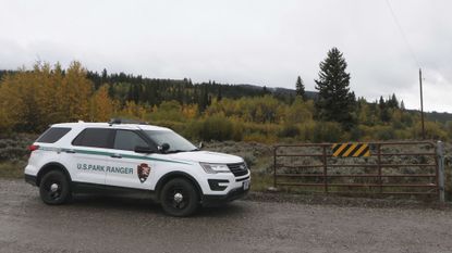 A U.S. Park Ranger vehicle in Wyoming.