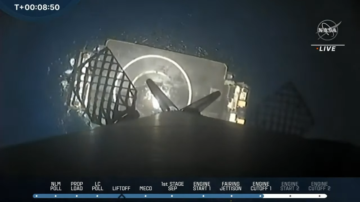 A screenshot from NASA TV's webcast of the launch of the agency's Double Asteroid Redirection Test.
