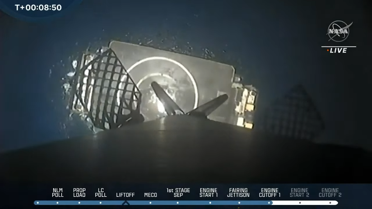 A screenshot from NASA TV's webcast of the launch of the agency's Double Asteroid Redirection Test.