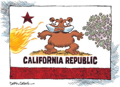 Editorial Cartoon U.S. California covid wildfires