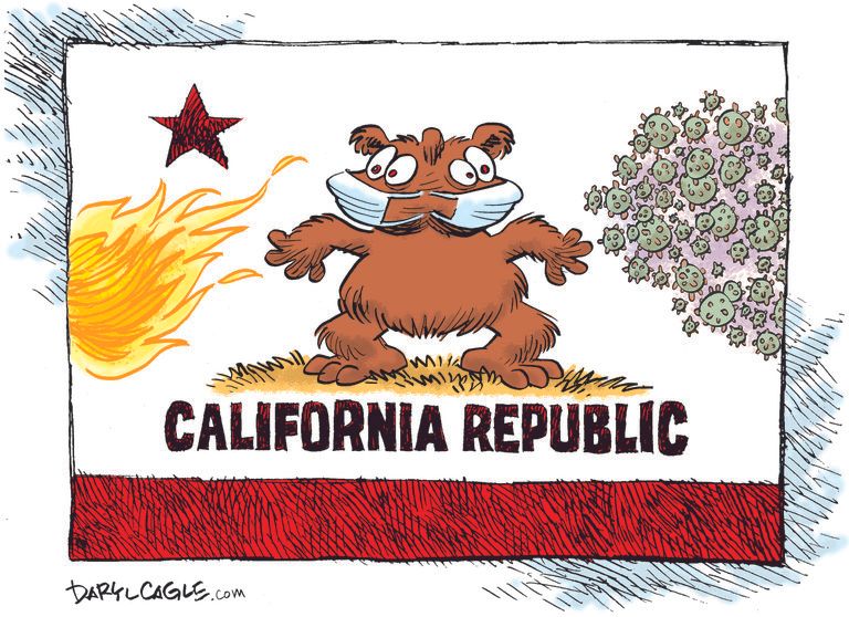 Editorial Cartoon U.S. California covid wildfires