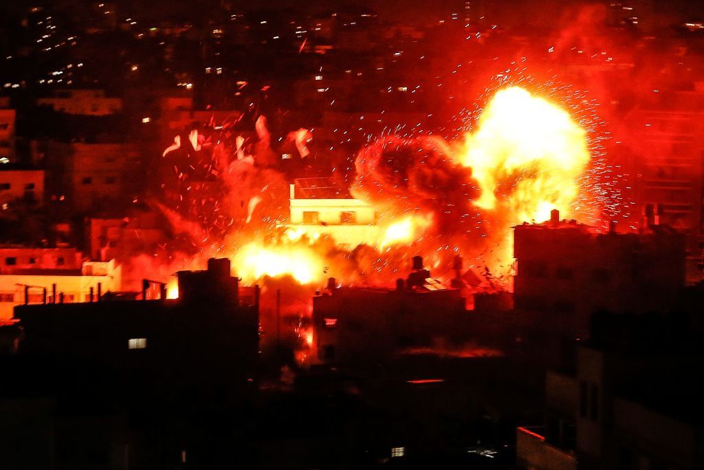 Bombing underway in the Gaza Strip.