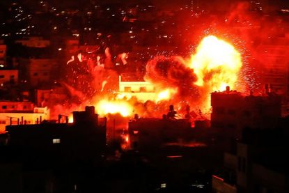 Bombing underway in the Gaza Strip.