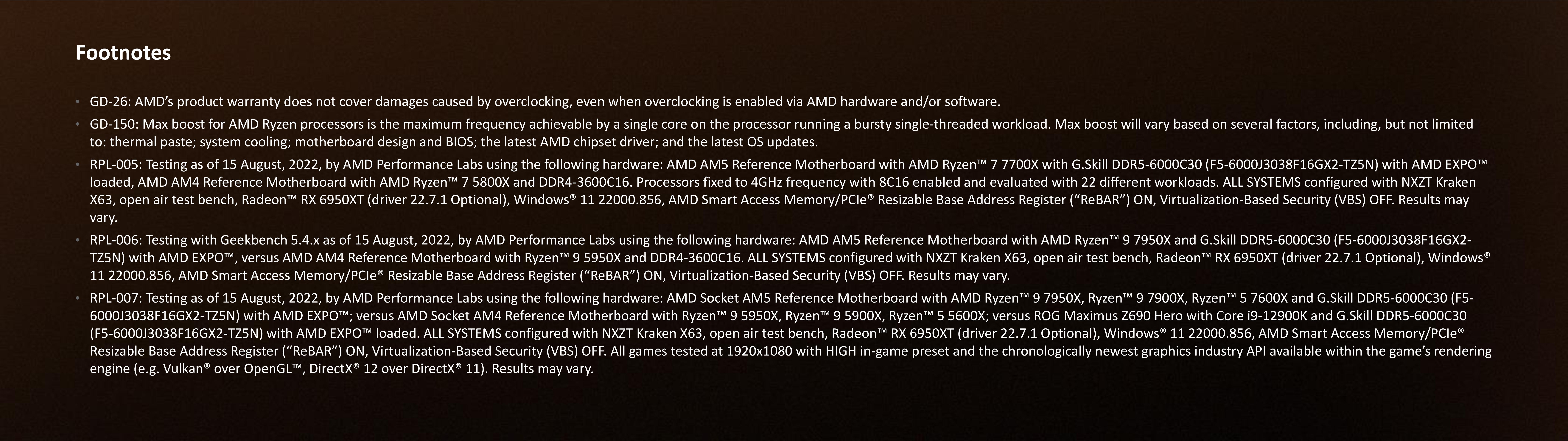 Ryzen 7000 test notes