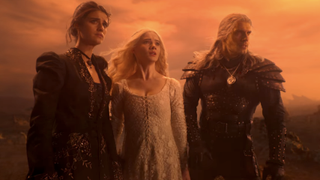 yennefer, ciri, and geralt see the wild hunt for the first time on the witcher