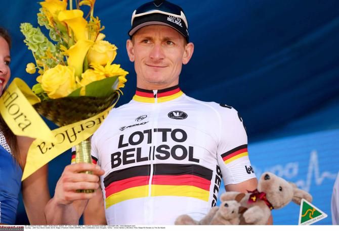 Andre Greipel (Lotto Belisol) on the podium.