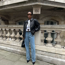 a woman wearing a pair of the best jeans - getty images 2152515371