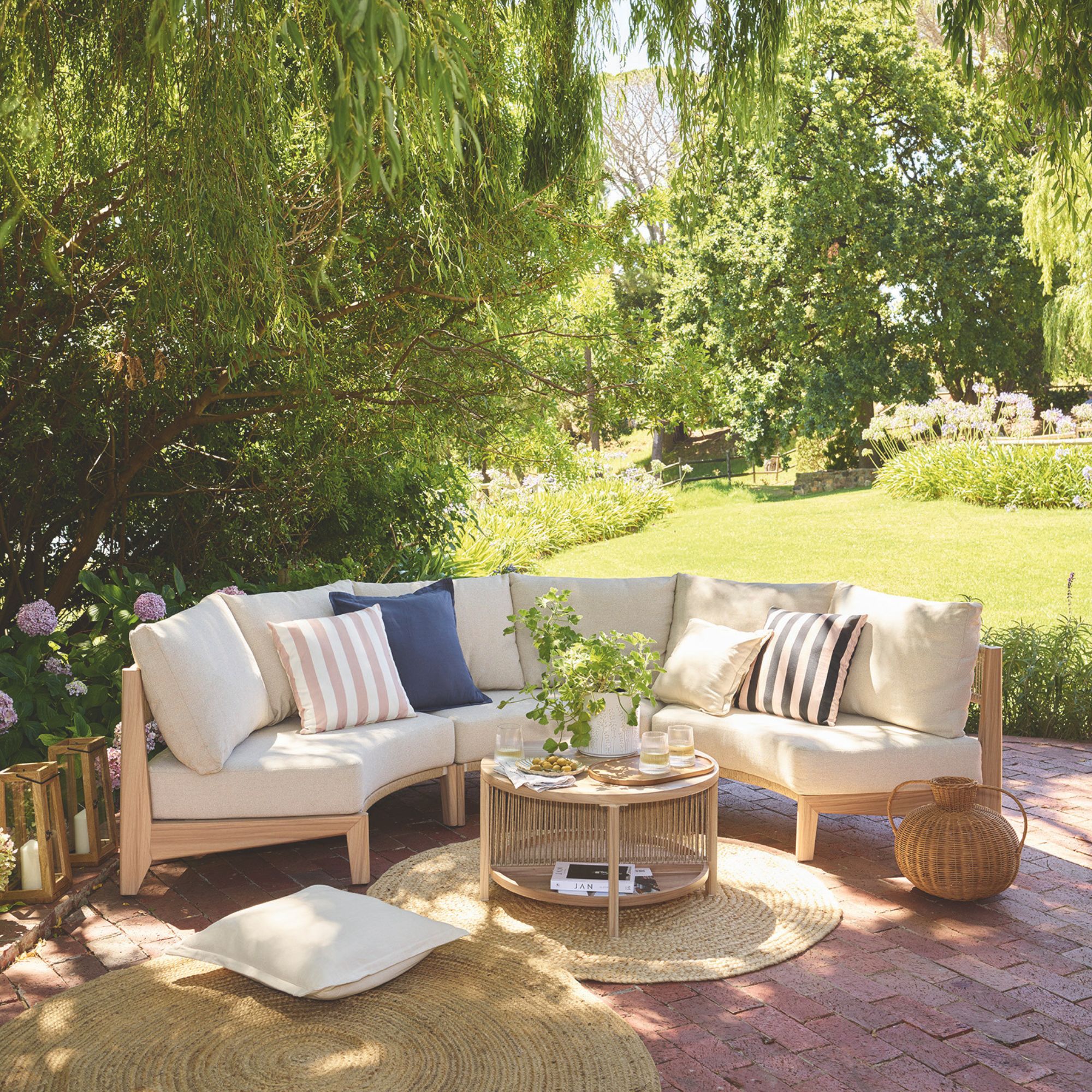 George Home Santorini Natural Curve 5 Piece Outdoor Sofa Set