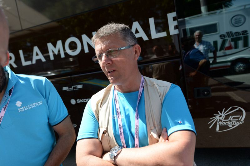 Ag2r sport director Laurent Biondi at the team car