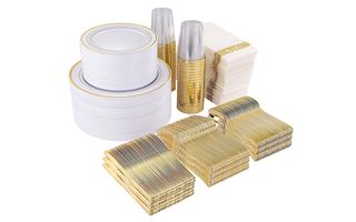 800 Piece Gold Disposable Dinnerware Set