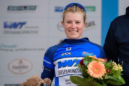 After being active in the intermediate sprints, Lotta Lepist&ouml; (Cerv&eacute;lo Bigla) defends the sprinter's jersey at Th&uuml;ringen Rundfarht 2016 - Stage 3