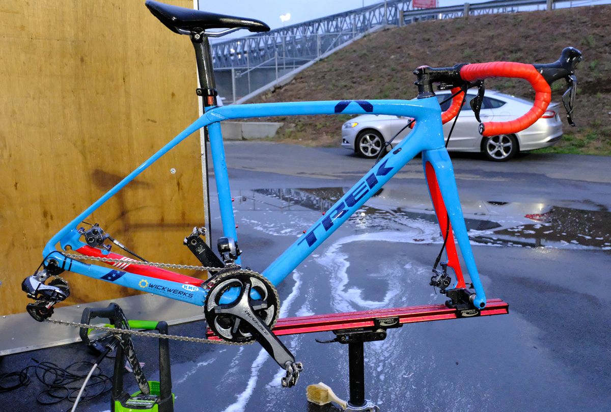 Katie Compton&rsquo;s Trek Boone all cleaned up and ready for the next race