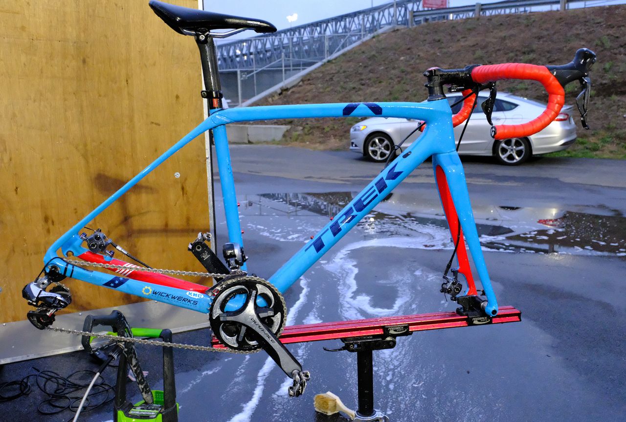 Katie Compton&rsquo;s Trek Boone all cleaned up and ready for the next race