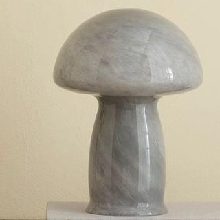 Grey Glass Mushroom Portable Battery Lamp