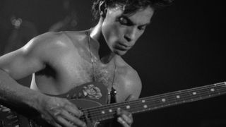 American singer and songwriter Prince performing at Wembley Arena, London, August 1986.