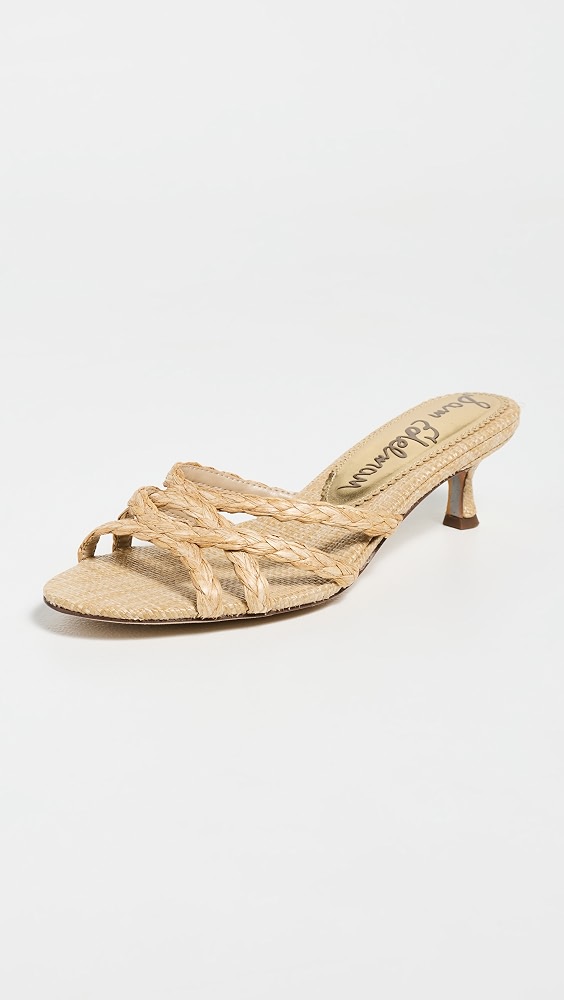 Camille 2 Heeled Mules - Tan Raffia