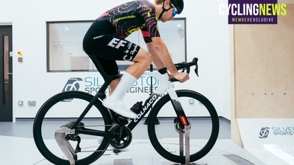 Josh riding the Colnago Y1Rs in the wind tunnel