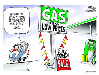 Editorial cartoon Black Friday gas