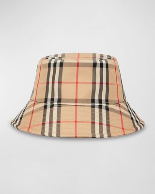 Check-Print Twill Bucket Hat
