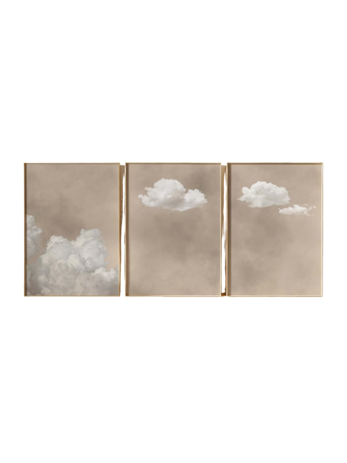 Beige Cloud Wall Art Prints, Set of 3