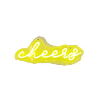 A yellow neon sign that says 