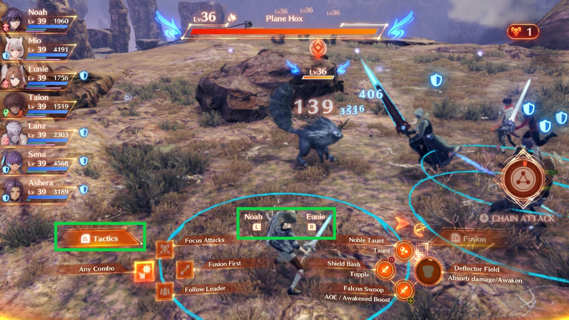 Xenoblade Chronicles 3 how to switch characters guide, combat UI with highlighted switching UI