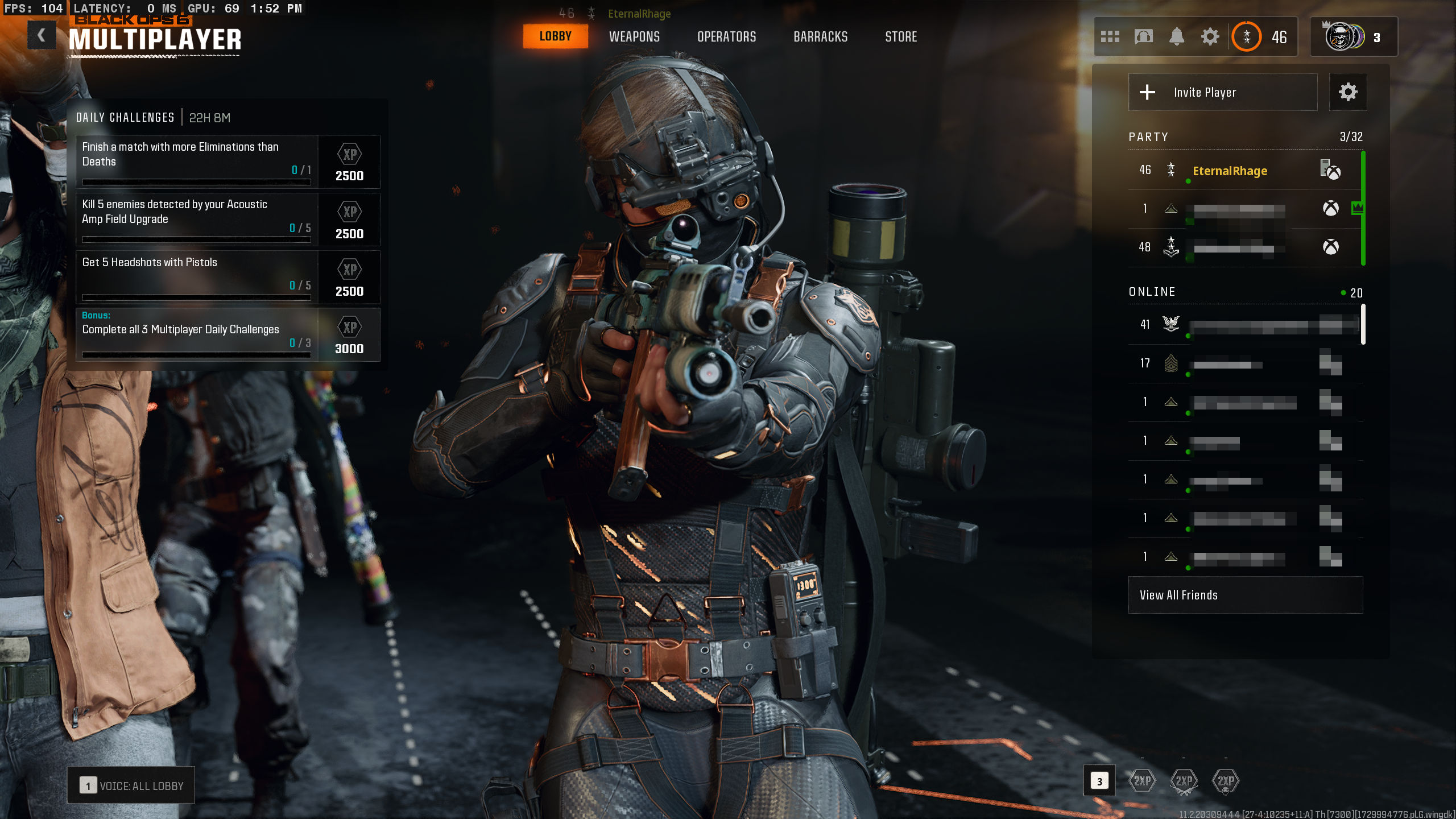 Screenshots from Call of Duty: Black Ops 6 multiplayer lobby.