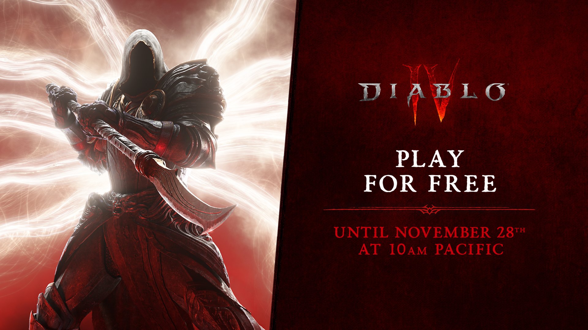 Bedanken Sie sich und schleppen Sie Ihre Freunde in die Hölle.  Spielen Sie #DiabloIV ab sofort bis zum 28. November um 10 Uhr PT kostenlos auf Steam.