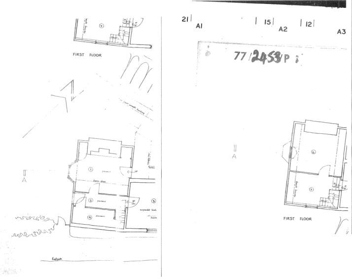 A planning document showing the old floorplan of the listed building