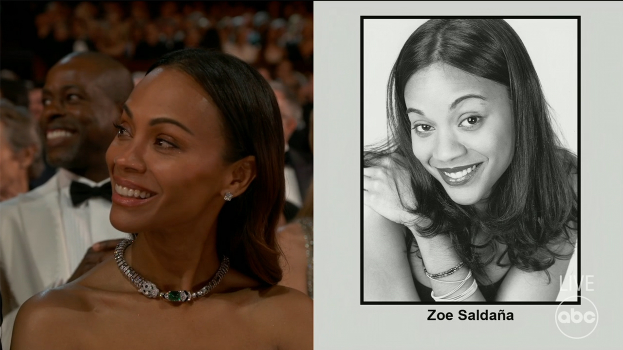 Zoe Saldana headshot during the Oscars monologue