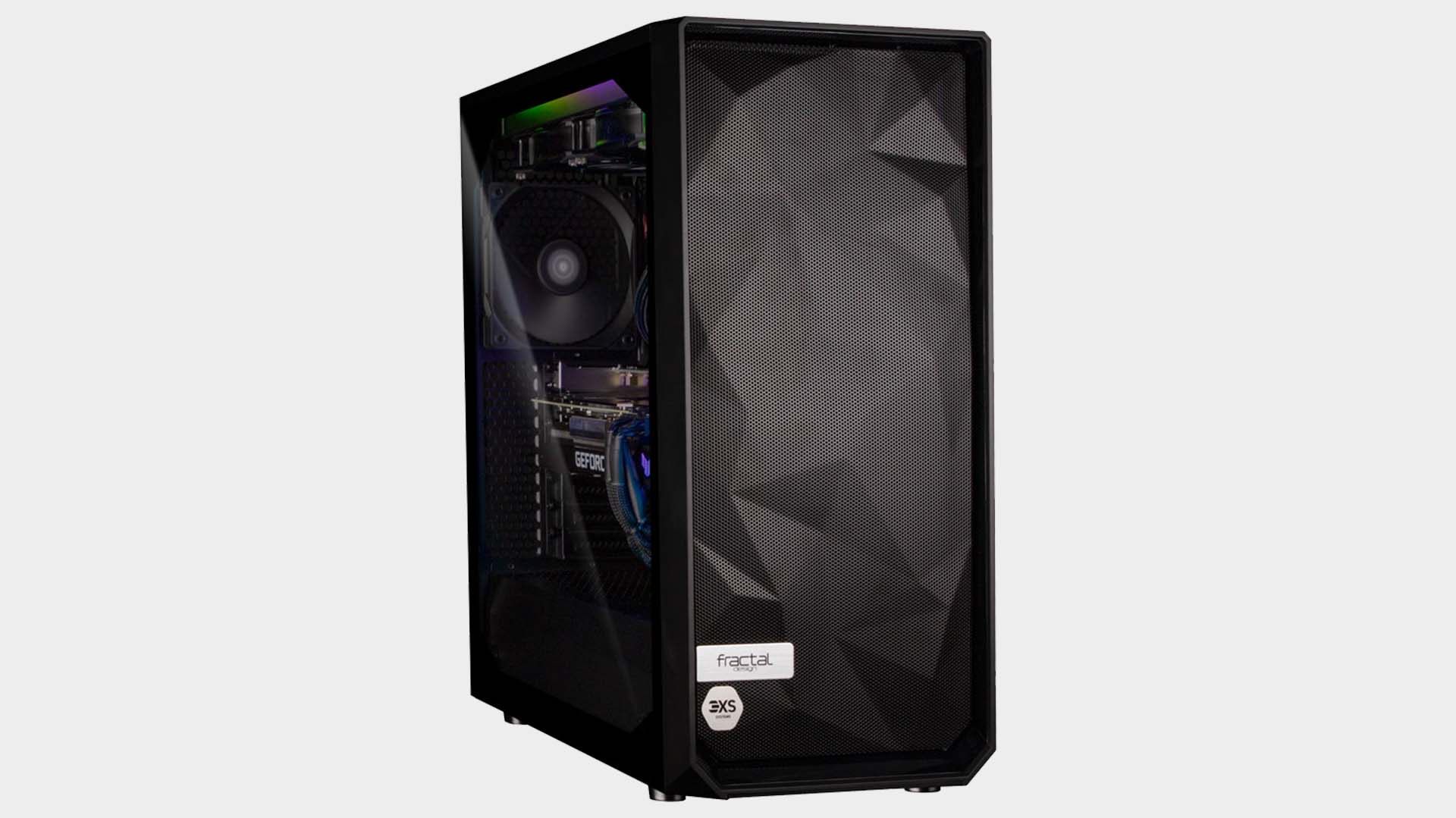 Scan 3XS gaming PC from the front on a grey background