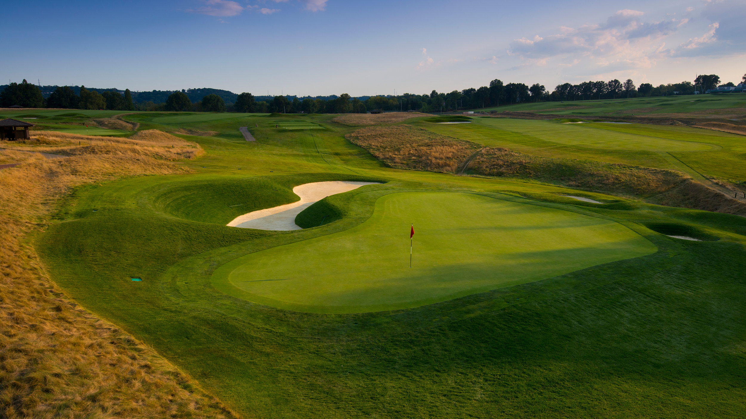 A general view of Oakmont Country Club's par-3 sixth hole ahead of the 2015 US Open