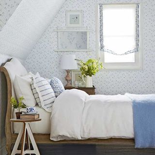 pretty ditsy floral country cottage attic bedroom
