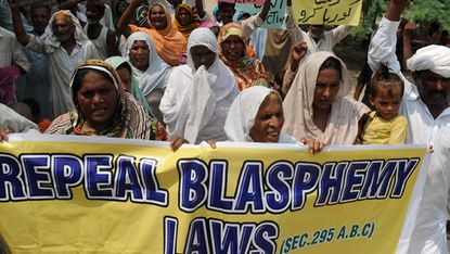 People protesting against blasphemy laws in Pakistan