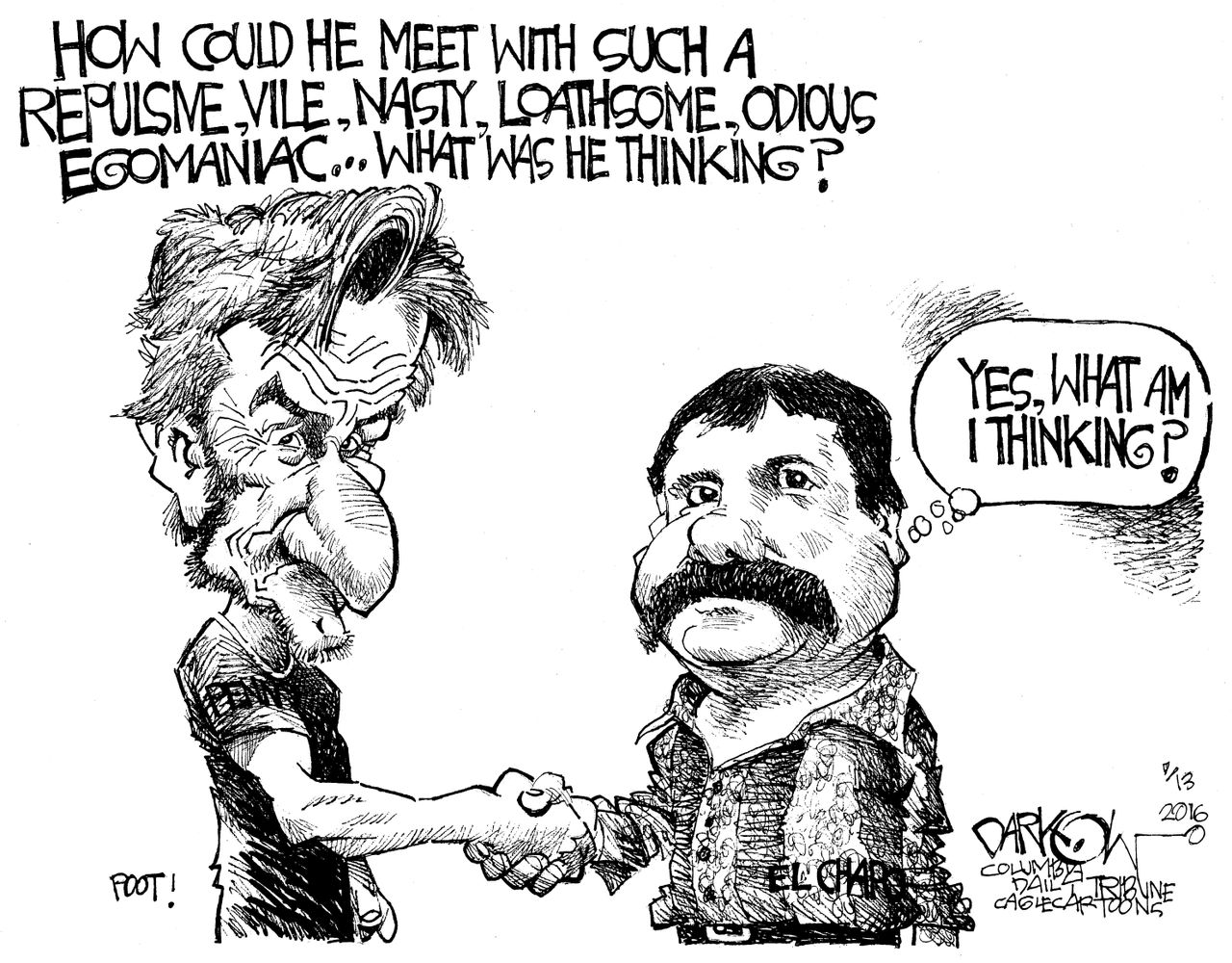 Editorial cartoon Entertainment Sean Penn El Chapo Ego