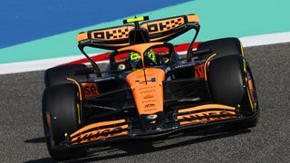 Lando Norris of Great Britain driving the (4) McLaren MCL38 Mercedes on track during practice ahead of the 2024 F1 season 