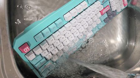 An ASUS TUF Gaming K3 Gen II keyboard underwater