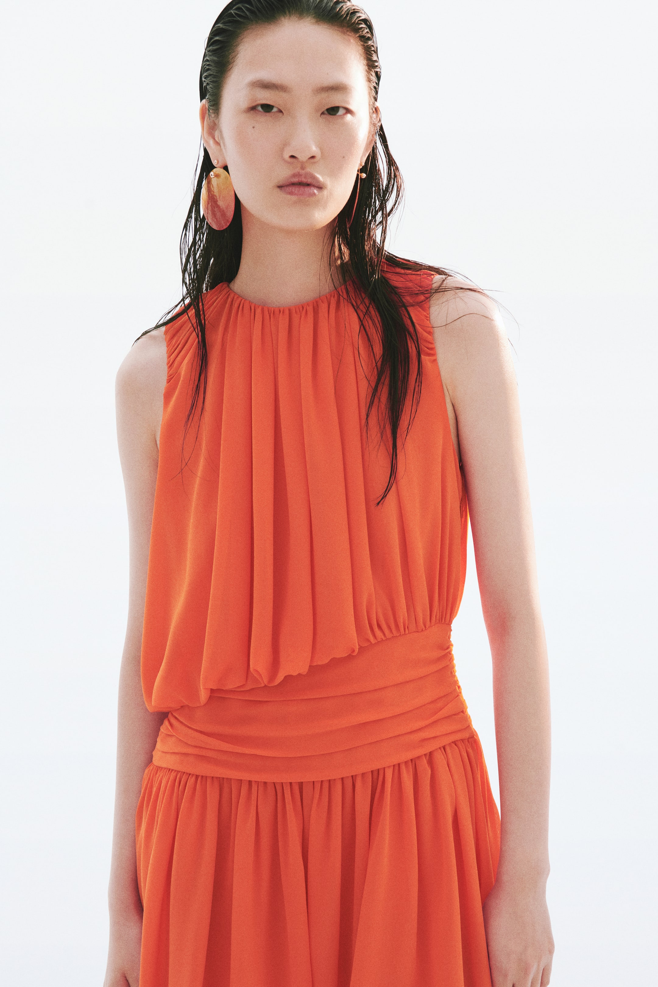 Draped Bubble-Hem Dress