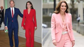 The Princess of Wales wearing two bright suits