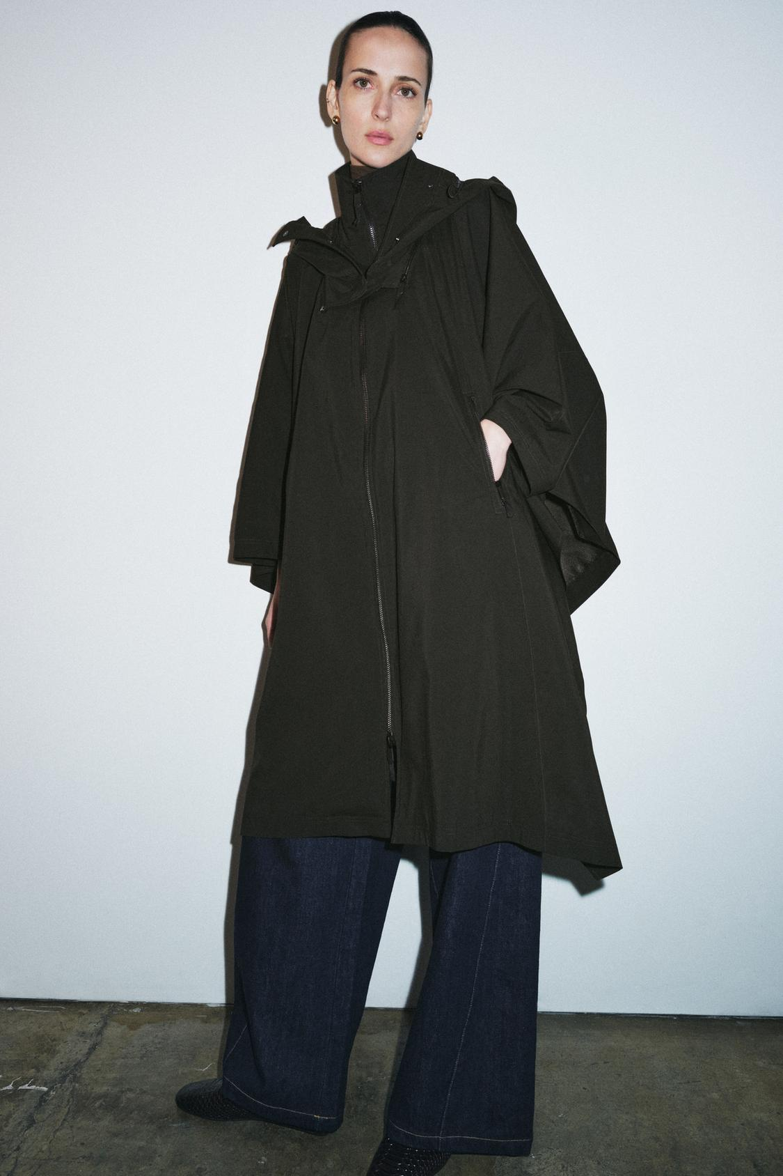 ZARA, Water Repellent Cape Trench Coat Zw Collection Limited Edition