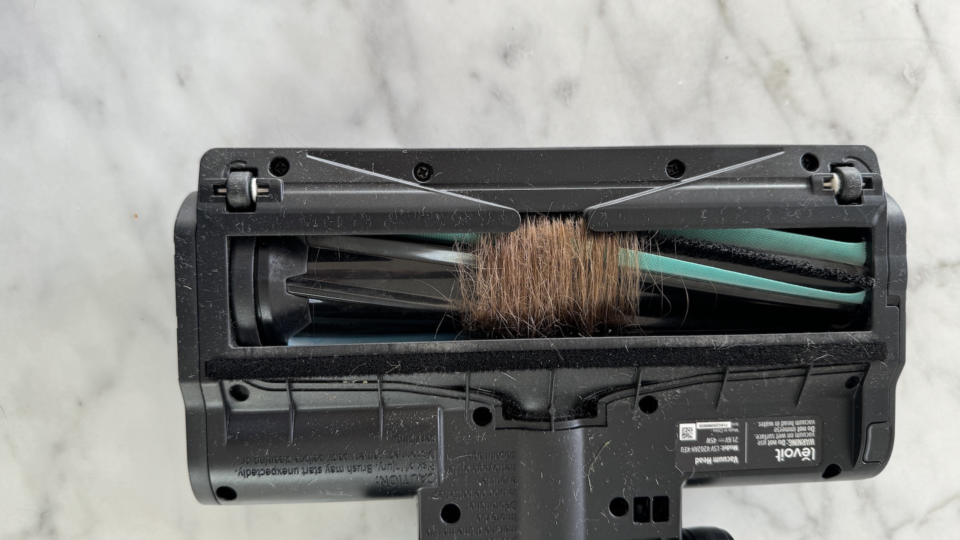 Hair wrapped around the roller on the Levoit LVA-300 vacuum