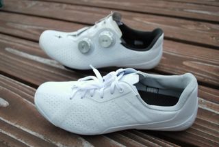 The new Specialized S-Works Torch Lace shoes beside its Boa-dial sibling