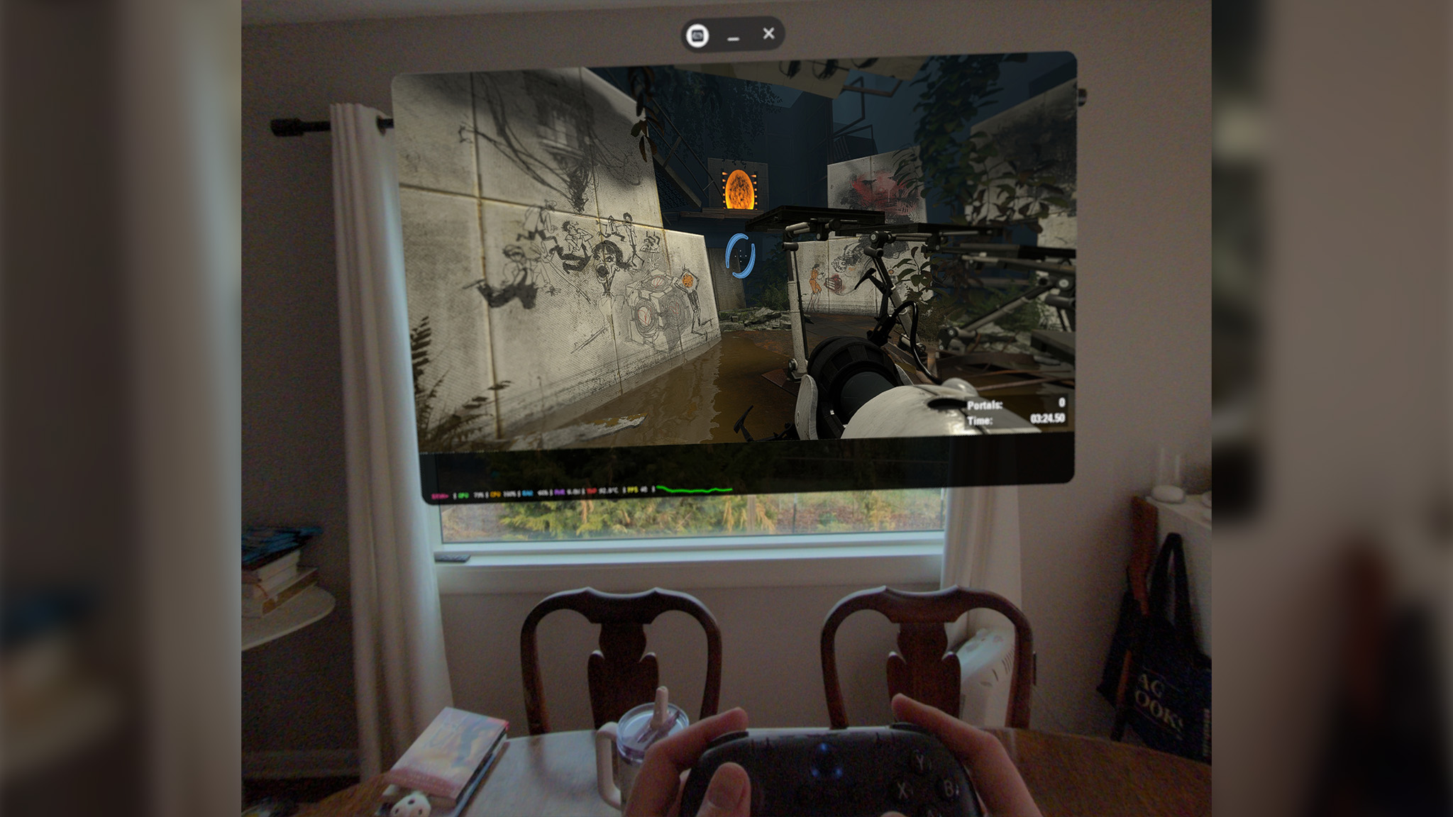 Playing Steam games with the GameHub app, running in Android XR on a Samsung Galaxy XR headset