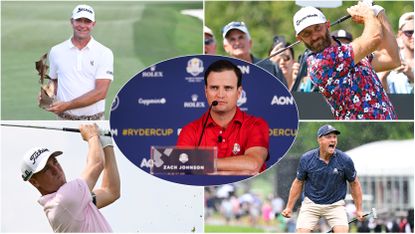 Five golfers in a montage with Zach Johnson in the middle