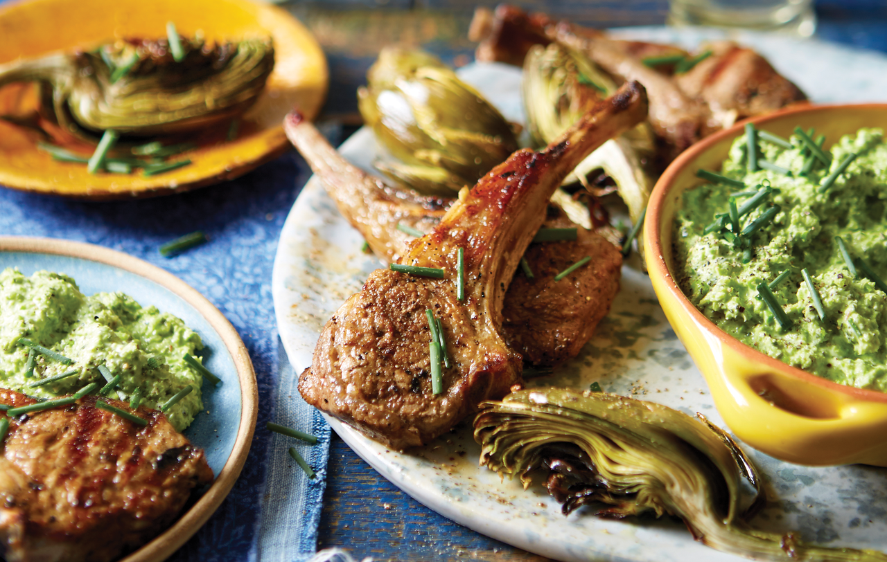 lamb chops with mint pea puree recipe