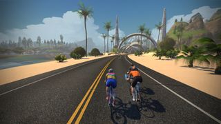 Screenshot from the Zwift game showing beauty