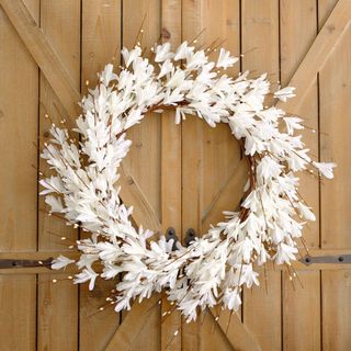 White Forsythia Flower Wreath 