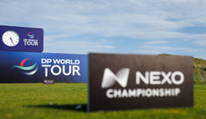A DP World Tour and Nexo Championship board